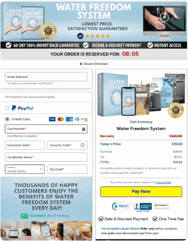 Water Freedom System Checkout Page